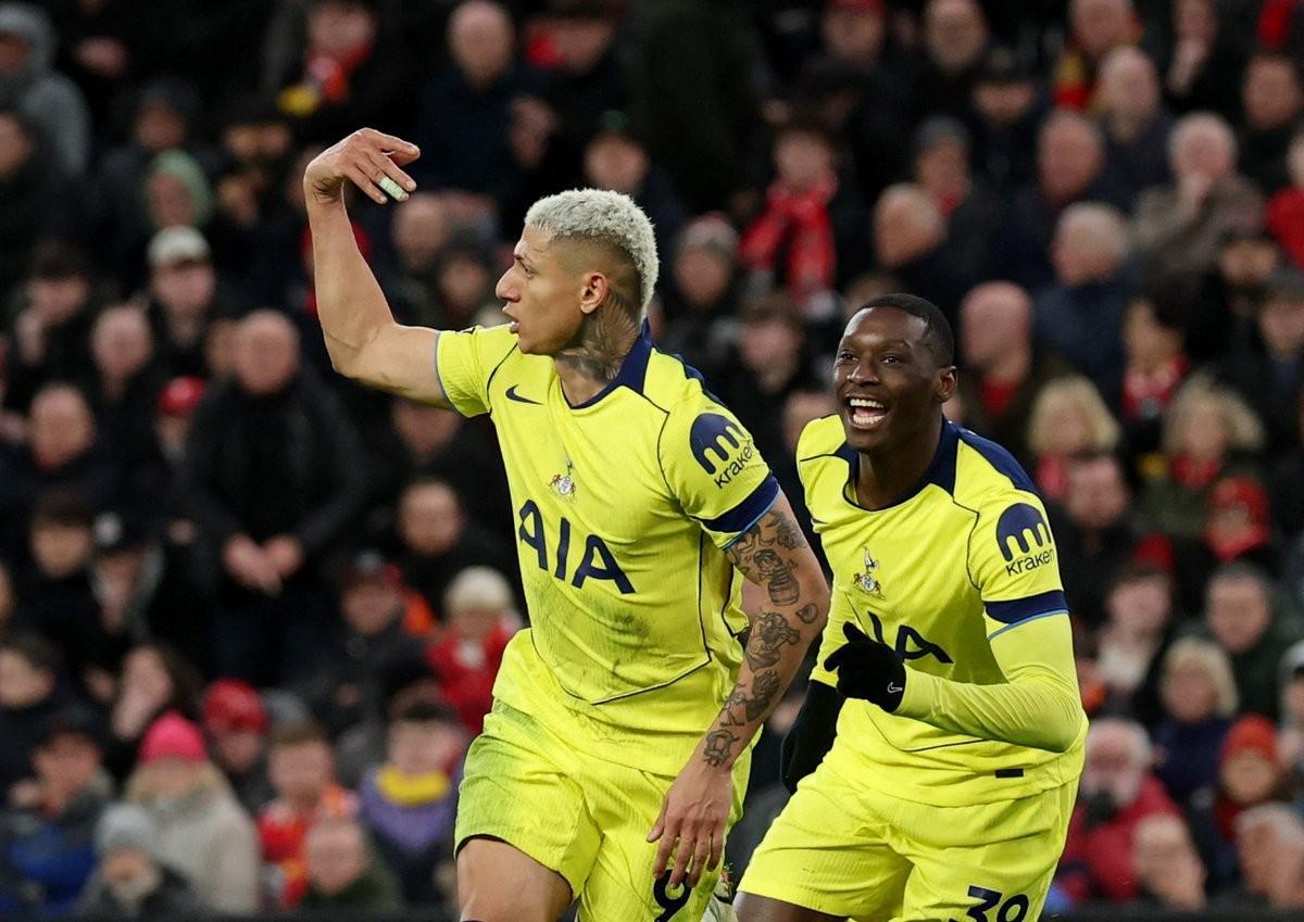 欧冠比赛数据-里沙利松英超客战利物浦已打入5球，仅次于安迪-科尔